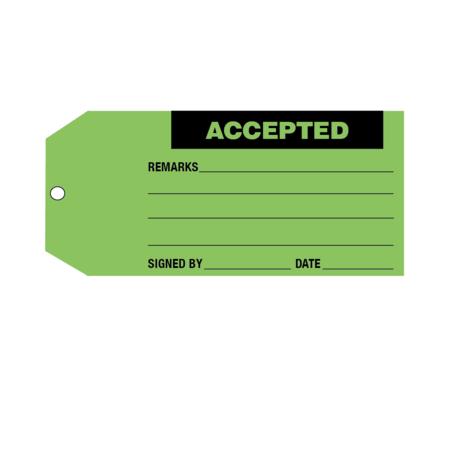 NEVS Tag, "Accepted" 6-1/4" x 2-7/8" Green w/Black CS-15896